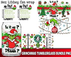 grinchmas tumblerglass bundle png, digital download