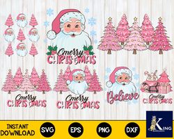 pink merry christmas svg, digital download