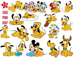 baby pluto disney svg, baby pluto and mickey svg, baby pluto and friends svg png