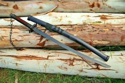 handmade katana - 1060 steel black blade - real japanese katana samurai swords with black scabbard