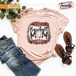 leopard baseball mom shirt, baseball mom gift, game day t-shirt, baseball lover shirt, mother birthday gift, game day ba