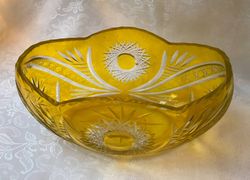 soviet yellow crystal vase