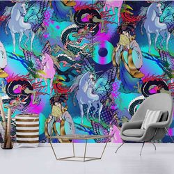 charming blue cartoon wallpaper wall murals - playful touch for any room