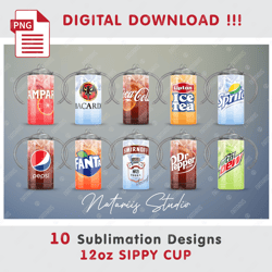 10 inspired ice drinks sublimation designs - seamless sublimation patterns - 12oz sippy cup - full cup wrap