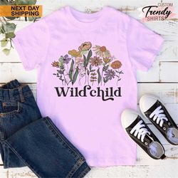 wild child shirt, wildflower shirt girl, girls flower shirt, flower girl gift, toddler girl clothes, toddler girl gift,w