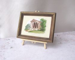 embroidery kit for a miniature tapestry for the dollhouse "ancient greek temple" in 1/12 scale