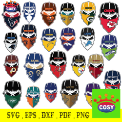 all skull team nfl,  sport mega bundle svg, sport svg, n-f-l logo svg, ba-seball svg, foo-tball svg