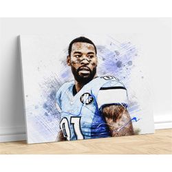 calvin johnson poster detroit lions hand drawn poster canvas art print, man cave gift boys room for him room decor