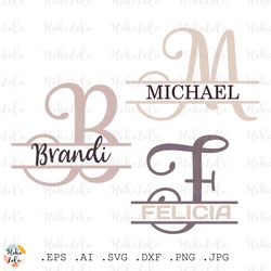 split monogram svg letters alphabet cricut files stencil templates dxf