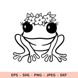 cute floral frog svg file for cricut girl frog wreath clipart dxf