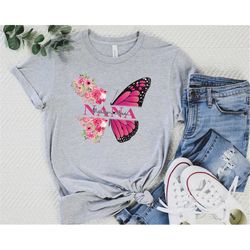 personalized grandma shirt, birthday gifts for nana, floral butterfly shirt for grandma, best gift for grandma, custom n