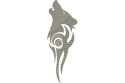 beautiful howling wolf embossed embroidery design, cute animal