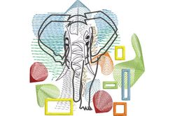 get groovy with our trippy elephant sketch embroidery design - shop now!, cute animal