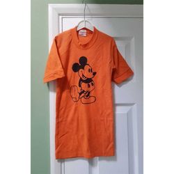 Vintage unworn deadstock 1980s RIBCONFORT brand childrens Mickey Mouse orange T-shirt