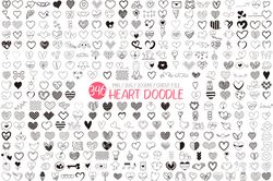 heart doodle svg | heart png, clip art, graffiti, bundle, good note stickers, hand drawn, cute, kawaii, love, black line