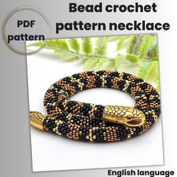 snake necklace pattern, pdf file, pdf pattern brown necklace, jewelry pattern, pdf pattern rope necklace, diy necklace