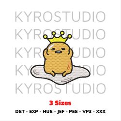 gudetama prince anime embroidery design file/ chibi cute embroidery design/ design pes dst