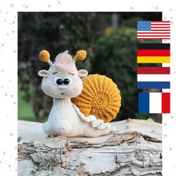 crochet snail pattern in pdf english - amigurumi snail - crochet toy - amigurumi toy pattern