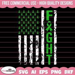 adrenal cancer fight usa flag svg, cancer ribbon svg, adrenal cancer awareness svg, green cancer ribbon svg, svg cut