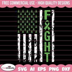 bile duct cancer fight usa flag svg, cancer ribbon svg, bile duct cancer awareness svg, green cancer ribbon svg, svg cut