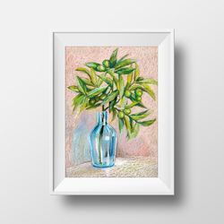 printable, olive branch, kitchen still life, wall art, home decor, large poster, digital file, art print, iso a1, print