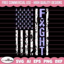 esophageal cancer fight usa flag svg, cancer ribbon svg, esophageal cancer awareness svg, perwinkle ribbon svg, svg cut