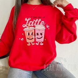 i love you a latte sweatshirt, valentine's day crewneck, valentine's day gift for her, gift for coffee lover, funny vale