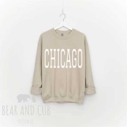 Oversized Chicago Sweatshirt, Throwback Chicago Crewneck Sweatshirt, Chi-Town Shirt, Chicago Gift, College Student Gift,