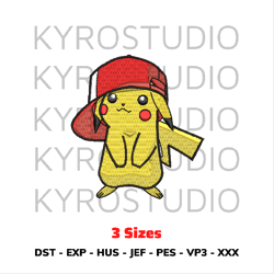 pikachu2 anime embroidery design file/ chibi cute embroidery design/ design pes dst