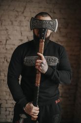 double axe berserker, viking battle axe, viking axe, handforged axe, ragnar axe, berserker axe