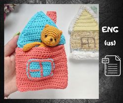 amigurumi patterns set 2 in 1 / bear and crochet house for animals / small toys / easy crochet pattern in english pdf