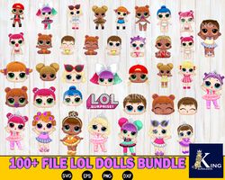 100 file lol dolls bundle svg, digital download