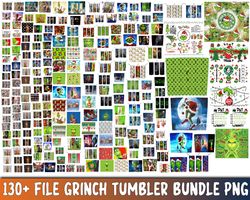 130 file grinch tumbler bundle png, digital download