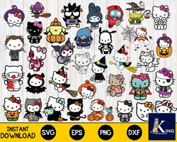 150 file hello kitty halloween bundle svg, digital download