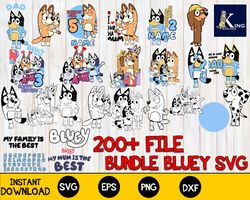 200 file bluey bundle svg, digital download