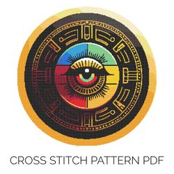 colourful circle with rainbow eye cross stitch pattern | counted cross stitch | xstitch | x stitch | diy crafts