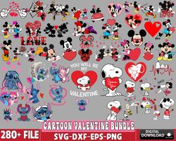 280 file cartoon valentine bundle svg , digital download