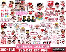 300 file bad bunny valentine bundle svg, digital download