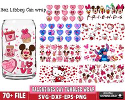 70 file valentine glass can wrap svg bundle,stitch valentines 16oz libbey can glas, digital download
