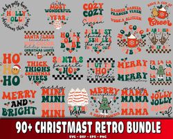 90 file christmast retro bundle svg, digital download
