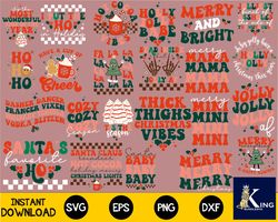 90 file christmast retro svg, digital download