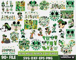 90 file retro mouse patricks day bundle svg, digital download