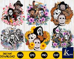 bundle horror floral svg , halloween floral svg, digital download