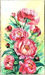 bright flowers painting floral original art impasto oil painting