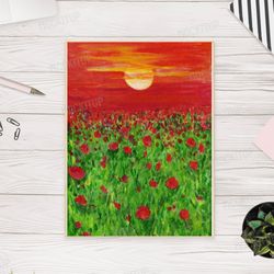 field of poppies art print original painting wall decor