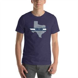 dallas football texas outline short-sleeve unisex t-shirt (silver design)