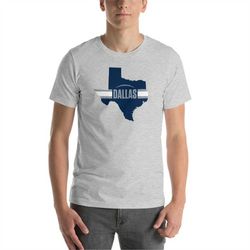 dallas football texas outline short-sleeve unisex t-shirt (blue design)