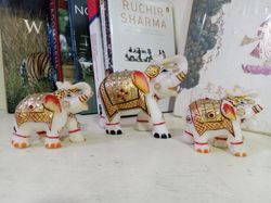 add an artistic touch to your home with our handmade marble elephant family pack of 3 elephents