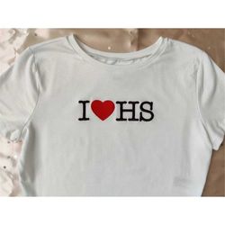 I Love Hs -embroidered Crop Top