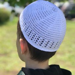 skull cap handcrafted cotton kufi short crocheted,